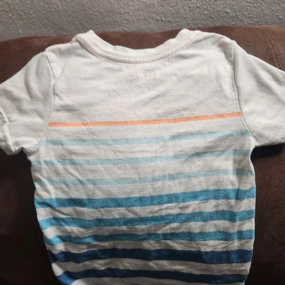 Cat & Jack Kids' Striped Tee - White, Orange, and Blue - Picture 3 of 3